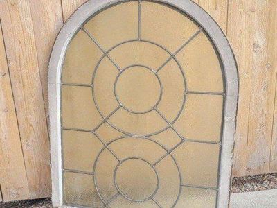 Vintage Arched Frosted Glass Window - Unique Architectural Salvage