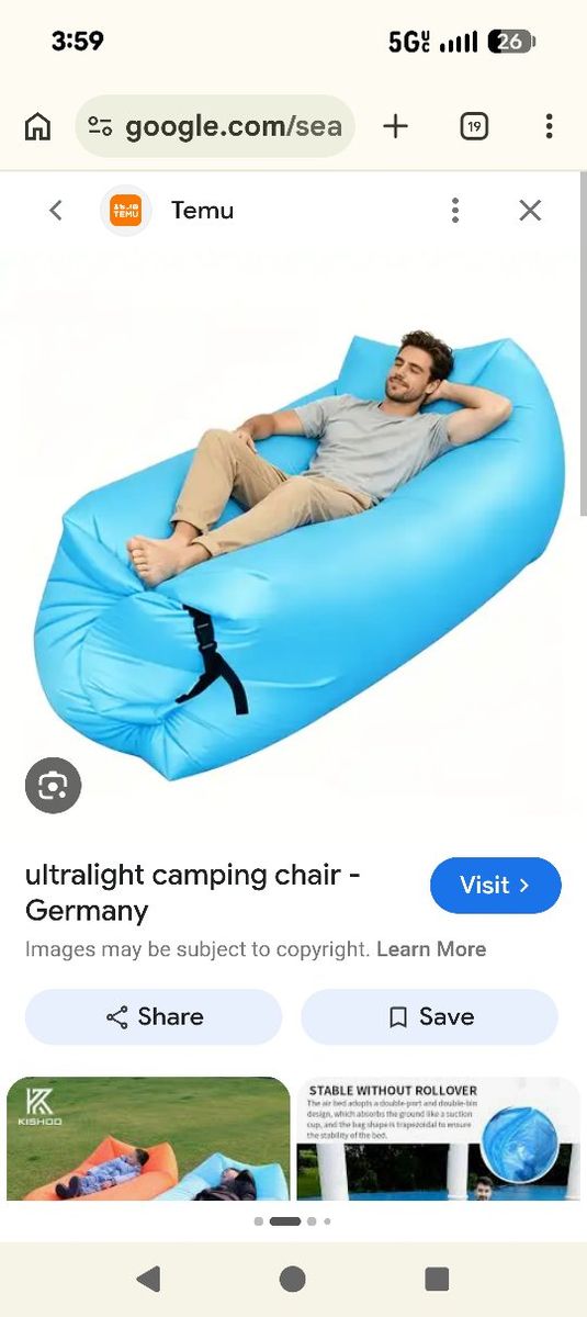 FREETREE Ultralight Inflatable Lounger Air Sofa Camping Sleeping Bag Hammock - Orange, Portable