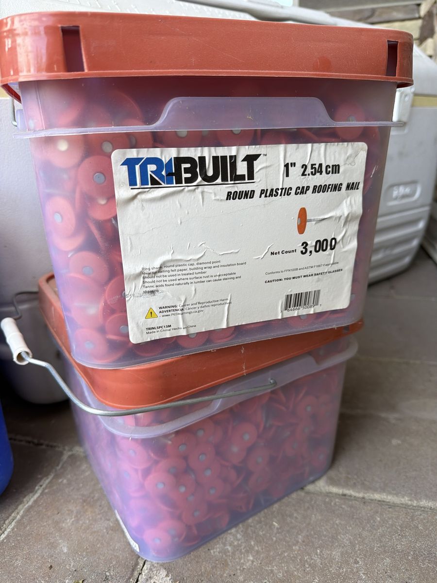 Tribuild 1 inch Round Plastic Cap Roofing Nails 3000 Count Bucket