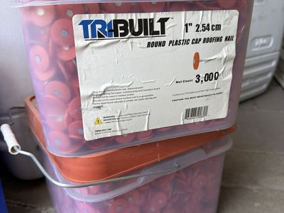 Tribuild 1 inch Round Plastic Cap Roofing Nails 3000 Count Bucket