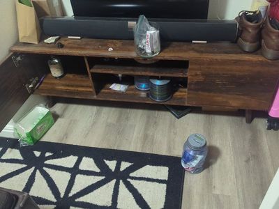Rustic Wood TV Stand Media Console with Storage Cabinets and Shelves