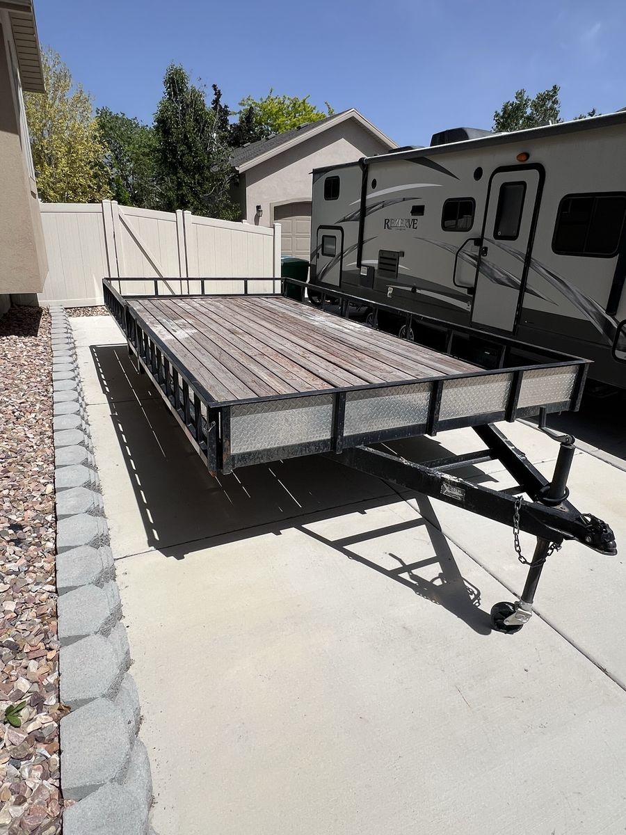8x16 Deckover flatbed tandem axle trailer