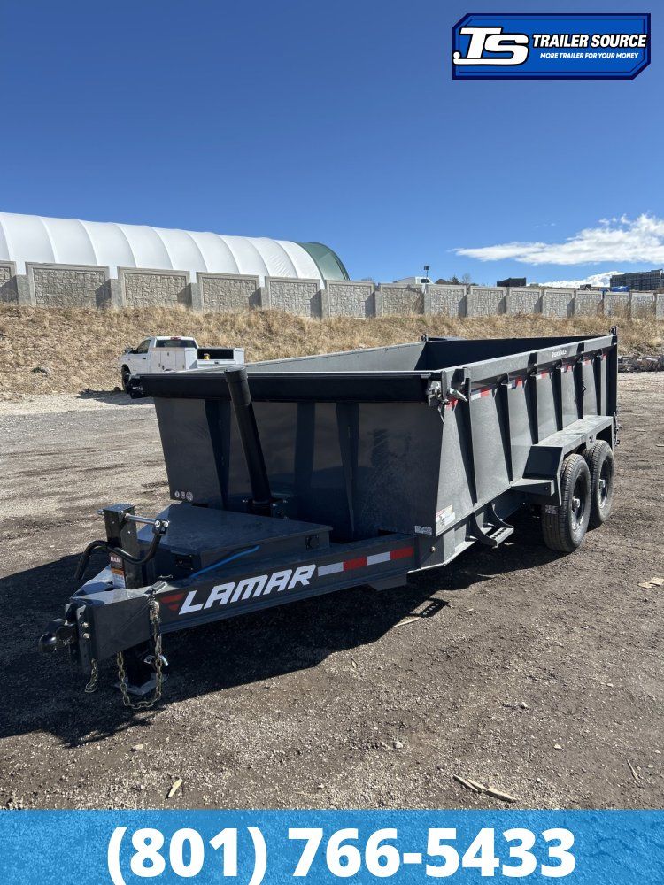 7x14 Lamar DT Dump Trailer - 36" Sides - 14K GVWR - Stabilizer Jacks, Telescopic
