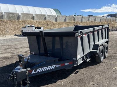 7x14 Lamar DT Dump Trailer - 36" Sides - 14K GVWR - Stabilizer Jacks, Telescopic