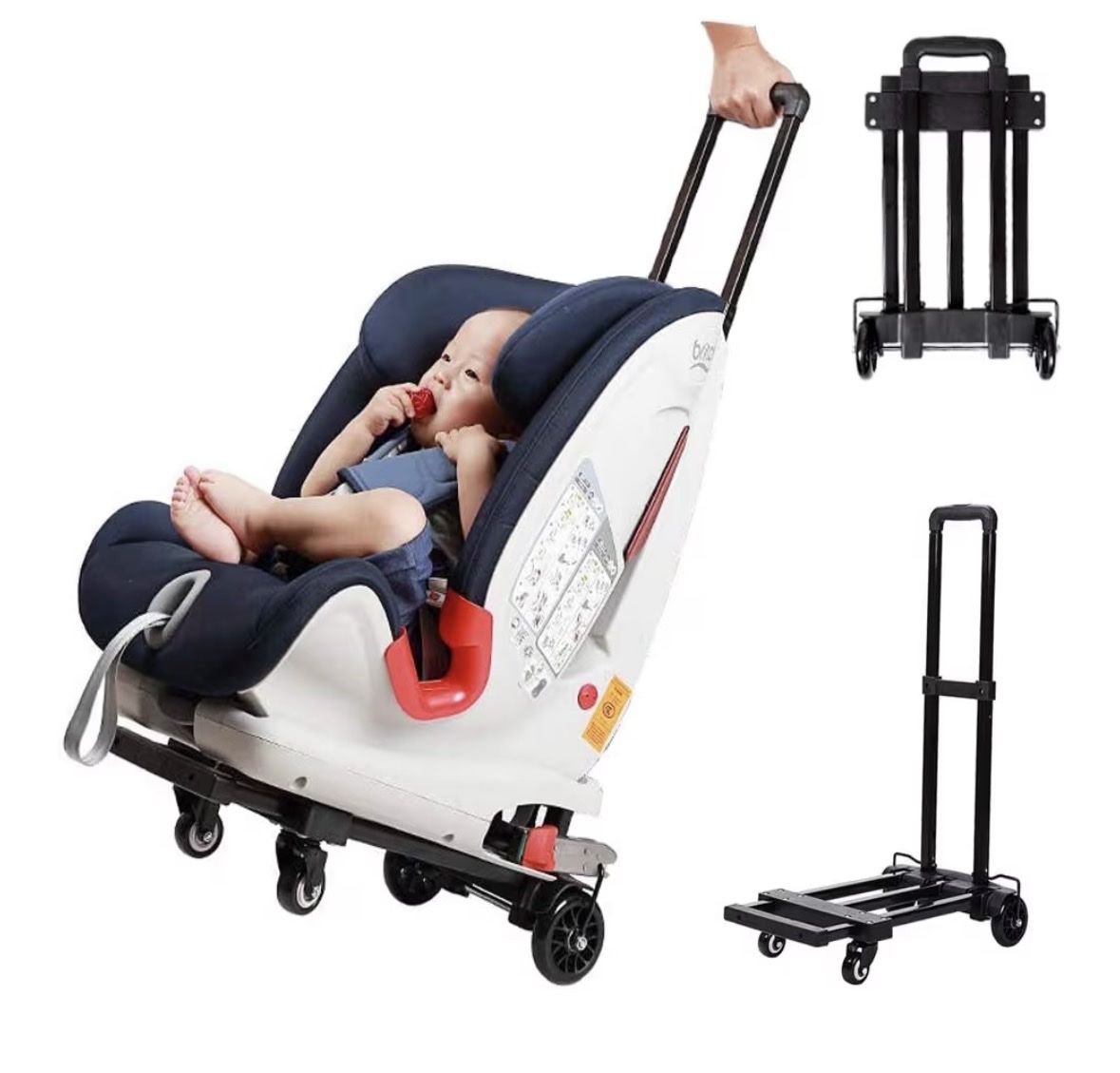 BRITAX Baby Car Seat Travel Cart, Foldable Hand Dolly for Infant Car Seats & Luggage, Black