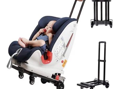 BRITAX Baby Car Seat Travel Cart, Foldable Hand Dolly for Infant Car Seats & Luggage, Black