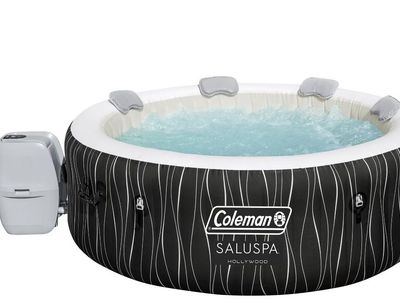 New in Box Coleman SaluSpa Hollywood Luxe AirJet Round Inflatable Hot Tub with LED Lights 4-6 Person with Pump