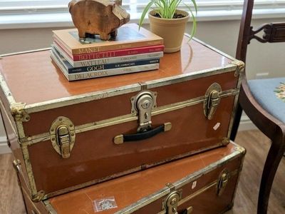 Vintage MCM Steamer Trunk Set – With two sets of (2) OG Keys!
