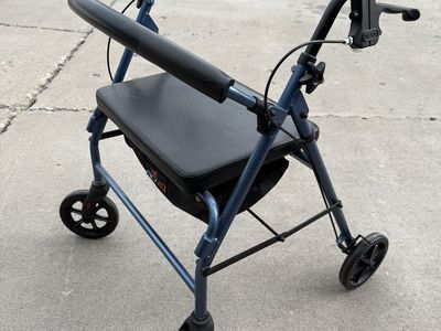 NOVA Traveler Rollator Walker with Seat & Storage - Blue, Used