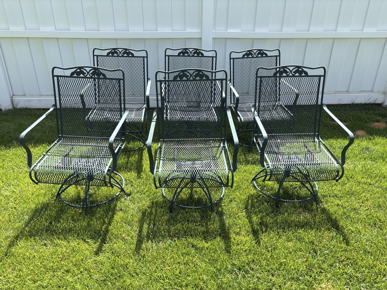 Vintage Woodard Patio Swivel Chairs Set Of 6