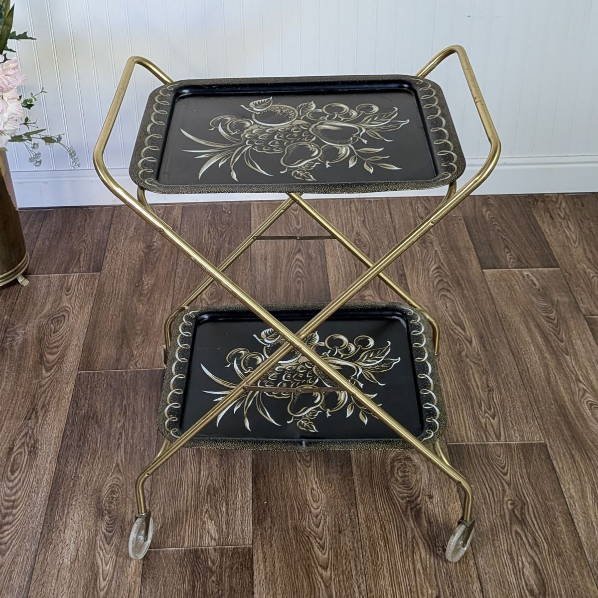Vintage Hollywood Regency Caldak Folding Bar or Tea Cart