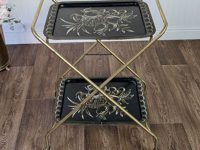 Vintage Hollywood Regency Caldak Folding Bar or Tea Cart