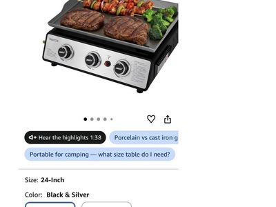 Royal Gourmet Portable 3-Burner Tabletop Gas Griddle