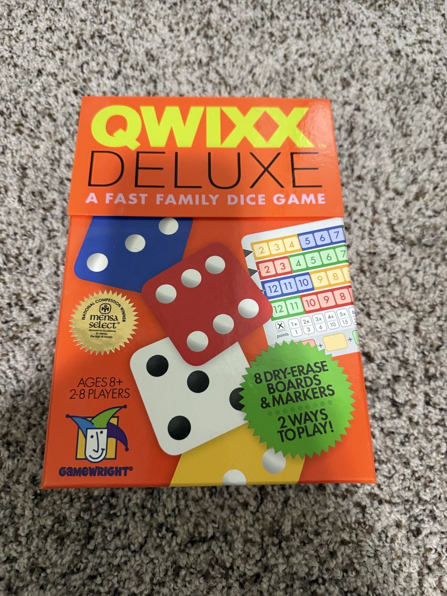 Qwixx Deluxe Fast Family Dice Game by Gamewright - Ages 8+, 2-8 Players, Dry-Erase Boards