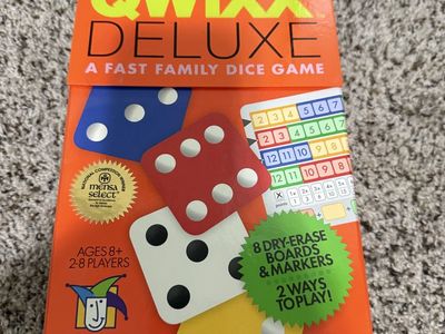 Qwixx Deluxe Fast Family Dice Game by Gamewright - Ages 8+, 2-8 Players, Dry-Erase Boards