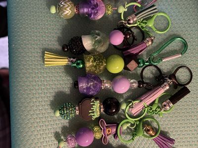 Handmade Beaded Keychains with Skulls and Tassels Assorted Colors