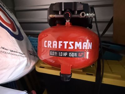 CRAFTSMAN 6 Gallon 1.0 HP 150 PSI Oil-Free Pancake Air Compressor, Red