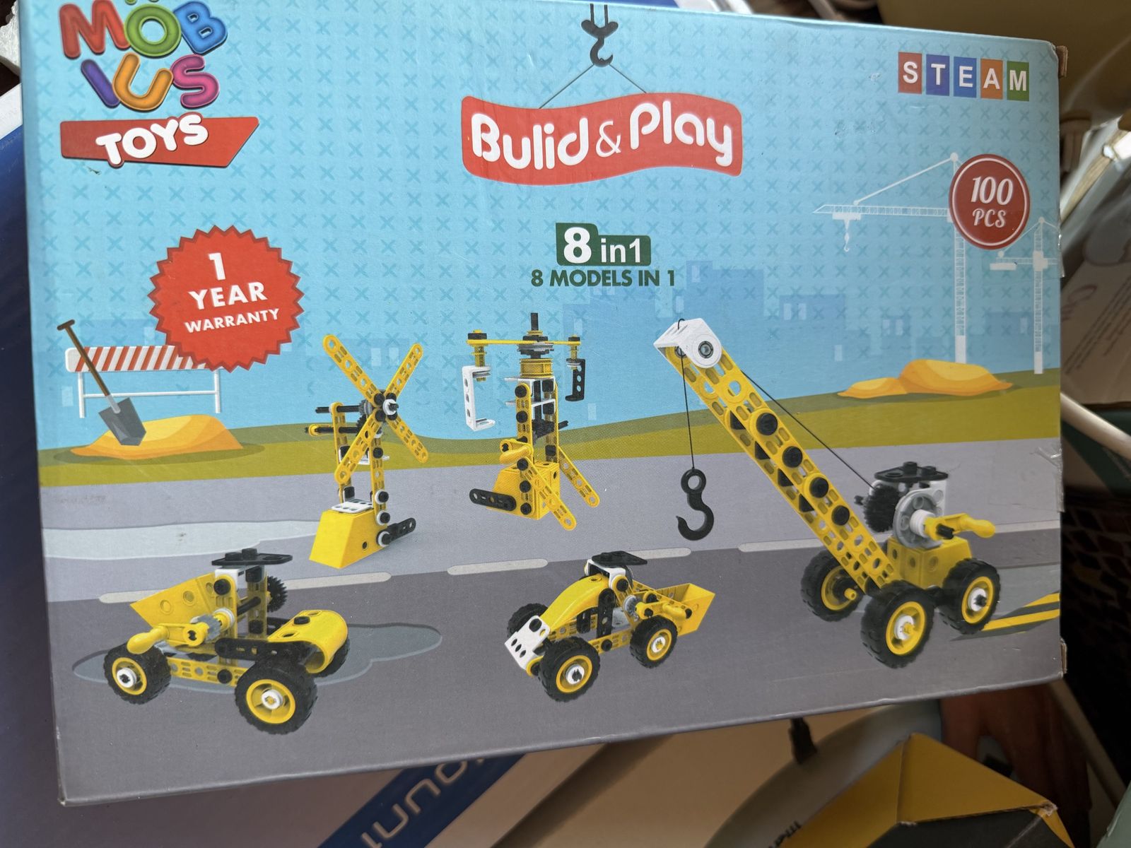 Mobius Toys Build & Play 8-in-1 STEAM Construction Building Set 100 Pcs