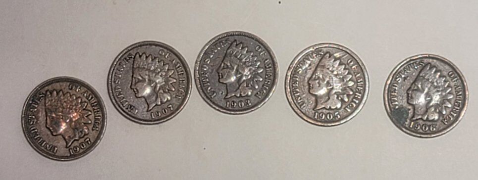 six Indian Head pennies
