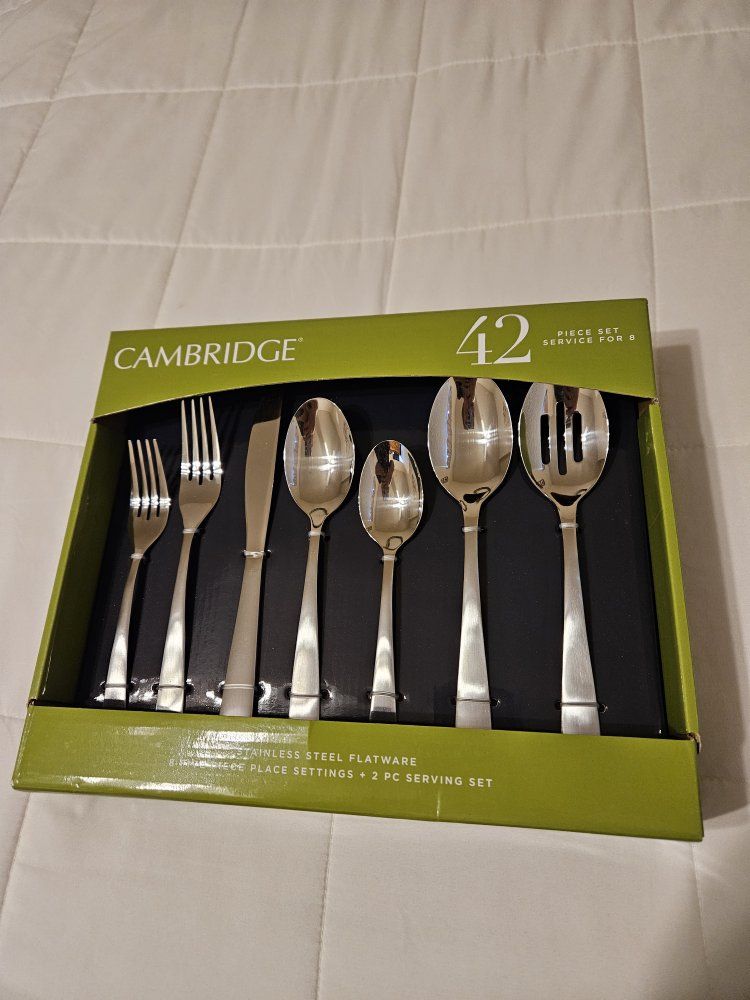Cambridge 42-Piece Stainless Steel Flatware Set - Service for 8 with Serving Set