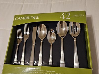 Cambridge 42-Piece Stainless Steel Flatware Set - Service for 8 with Serving Set