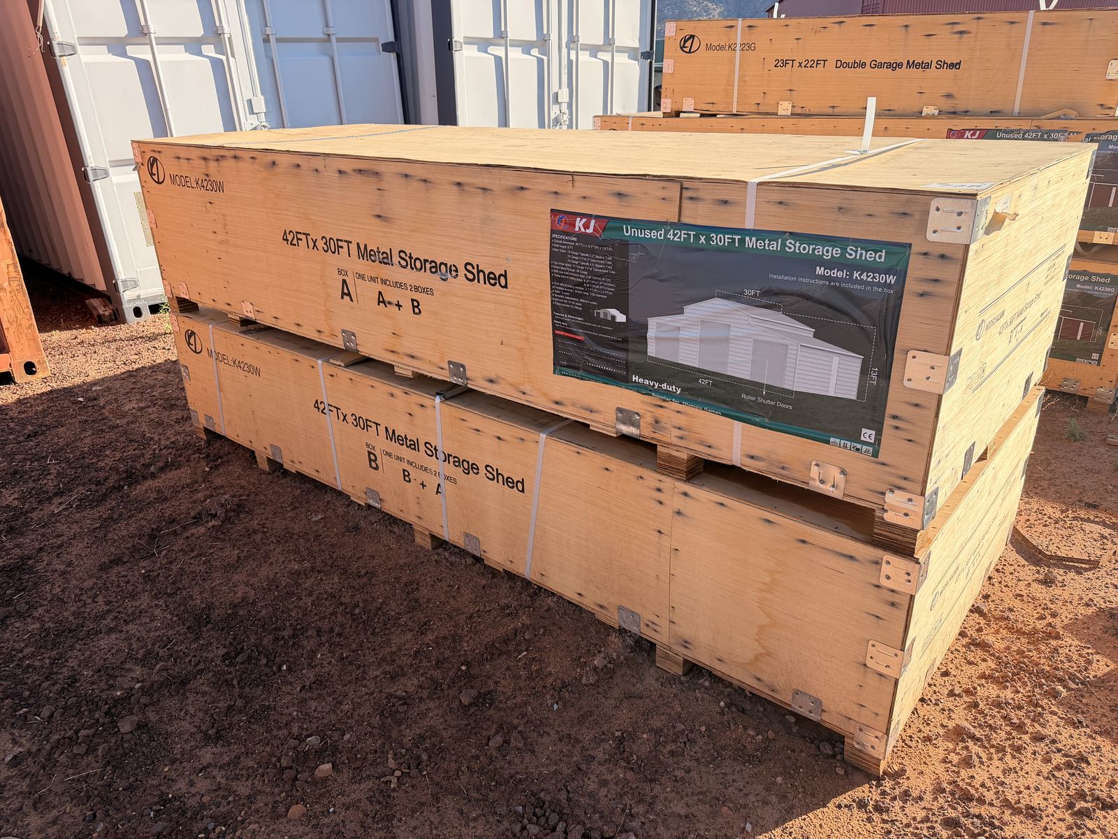 42'x30' Metal Storage Shed—Cream
