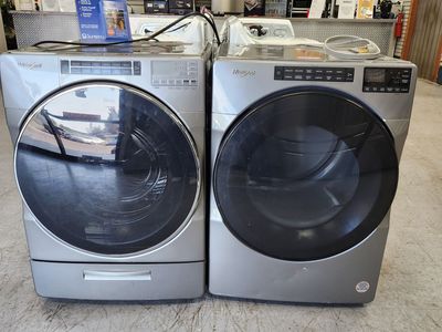 Whirlpool Front Load Washer & Electric Dryer Set - Silver, Used, Excellent Condition