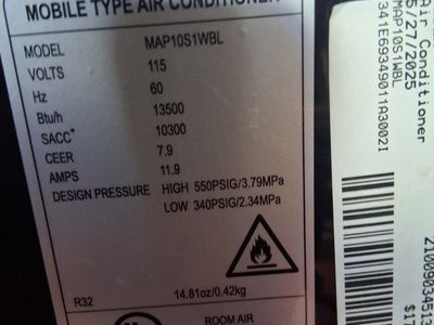 Midea MAP10S1WBL Portable Mobile Type Air Conditioner 13500 BTU/h (10300 SACC)