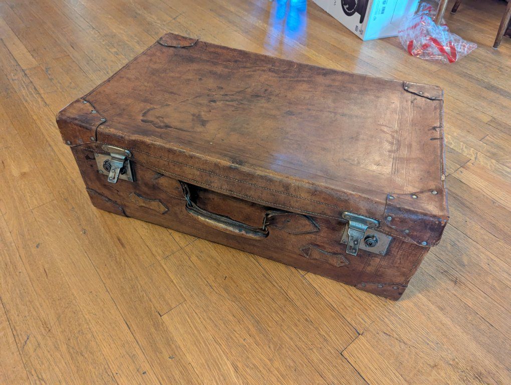 Cool early 20th century leather suitcase