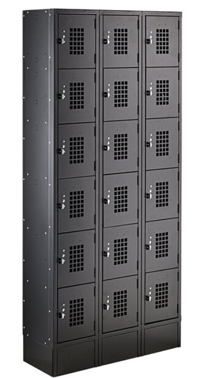 Black 36" x 12" x 78" 3 Wide, 6 Tier Locker- Assembled