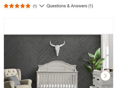 Simmons Kids Asher 6-in-1 Convertible Crib with Toddler Rail - Rustic Mist. New in box but nickel size damage on headboard