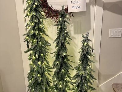 Set of 3 Pre-Lit Slim Flocked Artificial Christmas Trees (4ft, 5ft, 6ft)