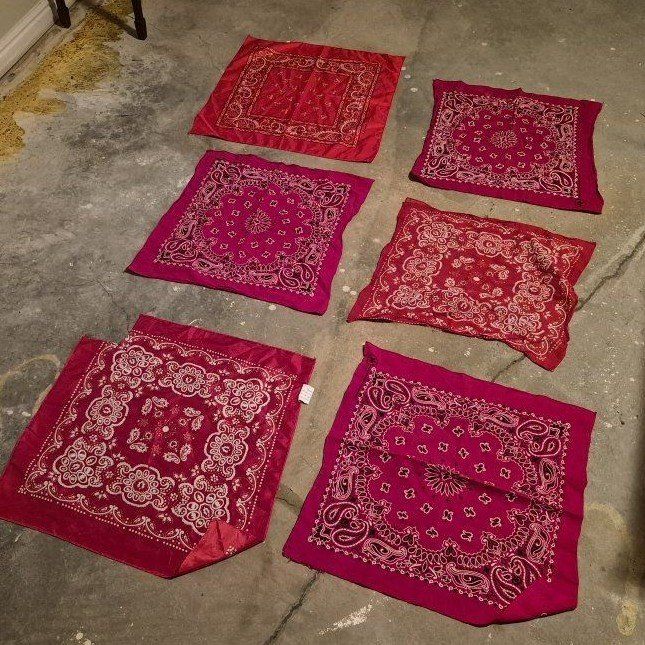 6 Red Paisley Bandanas - Versatile Headwear/Accessories