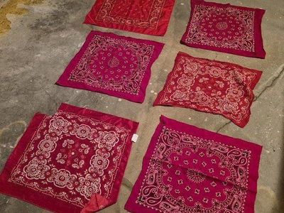 6 Red Paisley Bandanas - Versatile Headwear/Accessories