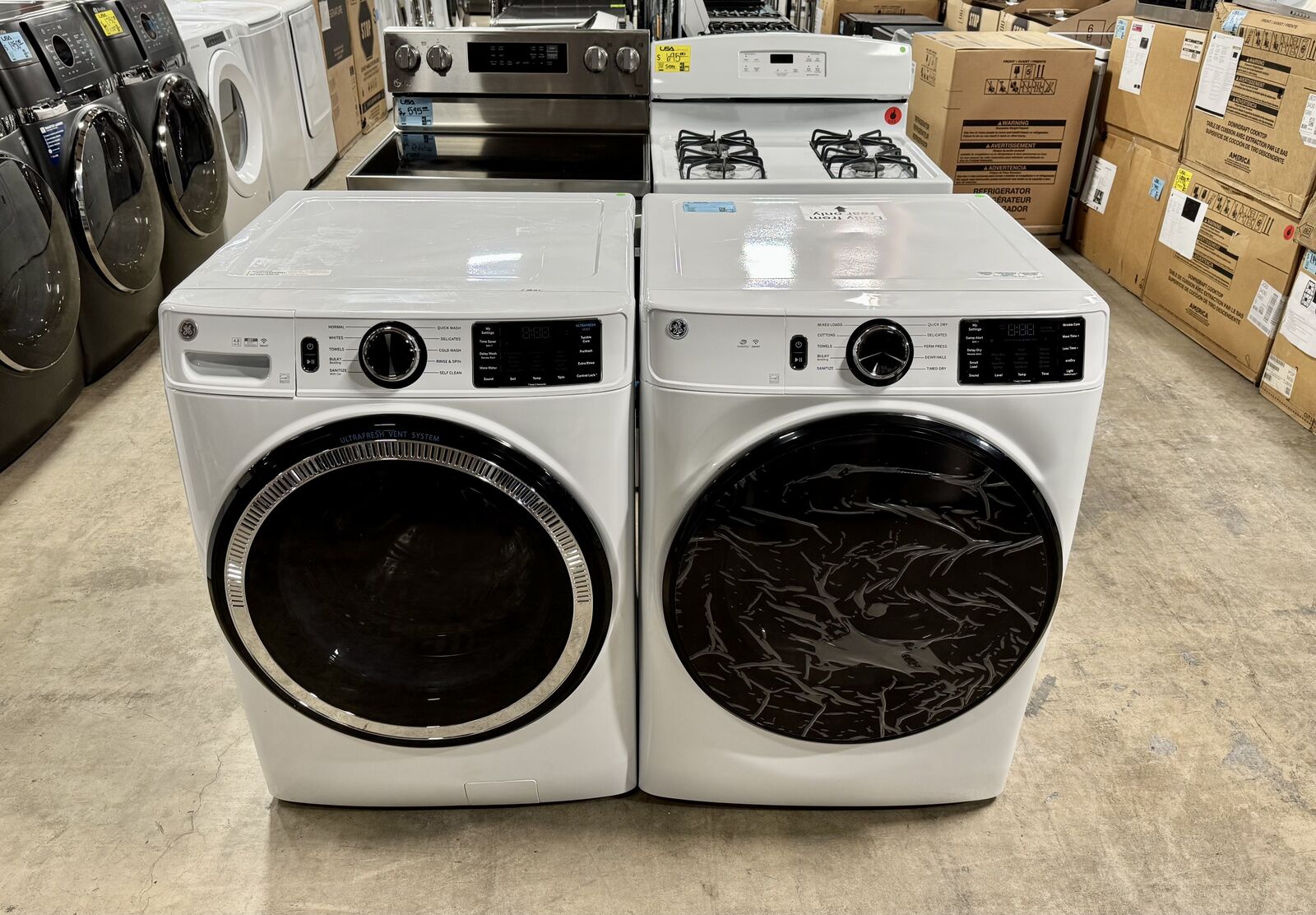 NEW GE SMART WASHER AND DRYER WITH WARRANTY