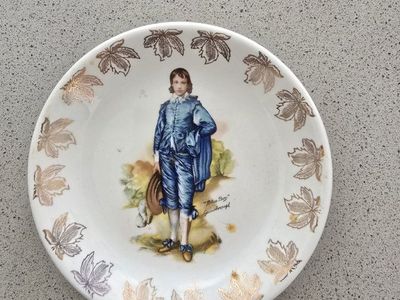 Wood & Sons Burslem England "Blue Boy" Small Decorative Plate with Gold Leaf Trim