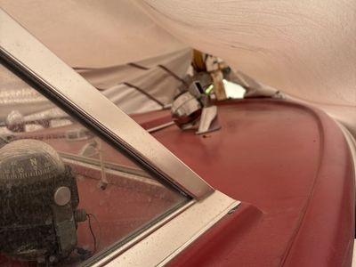 Red Motorboat - Classic Runabout with Compass & Ladder