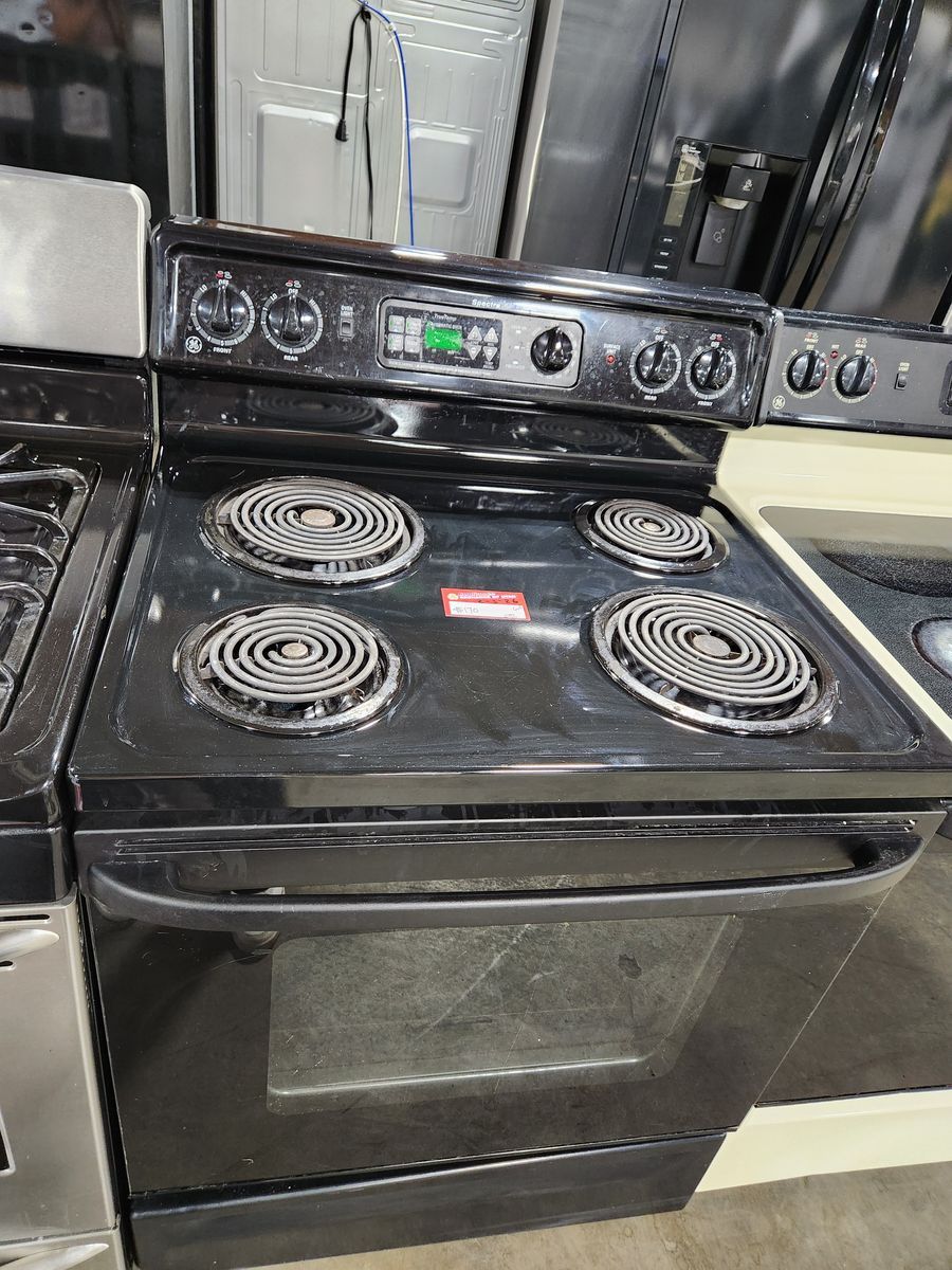 GE 30" Black Electric Range with Self-Cleaning Oven