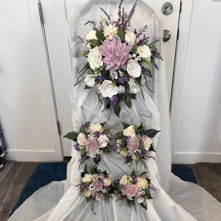 16 piece Lavender and purple wood Flower Wedding Set