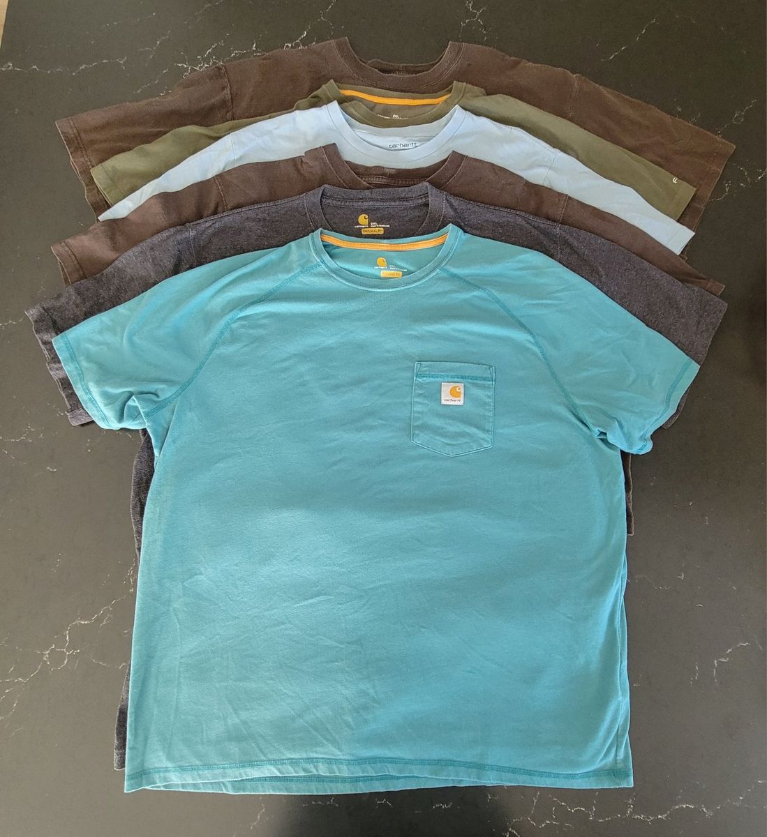 Lot of 6 Carhartt Men's Short Sleeve Pocket T-Shirts Size XXL Assorted Colors