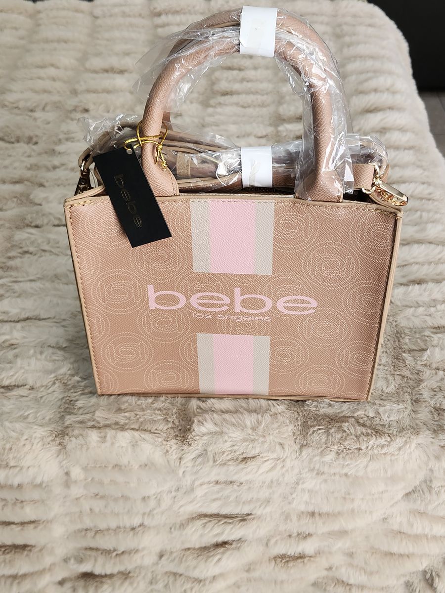 NWT Bebe Pink & Tan Vegan Leather Small Crossbody Bag