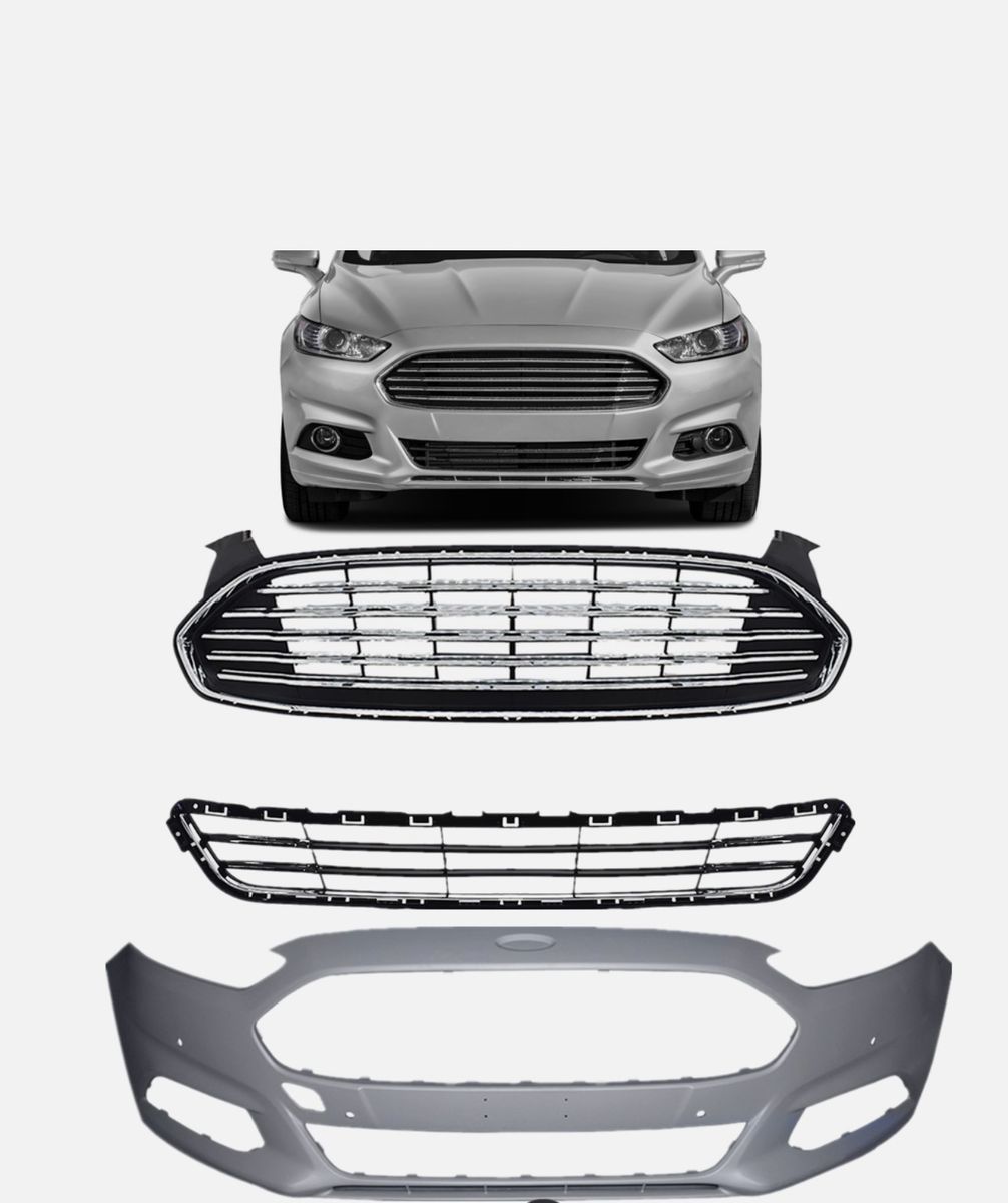 For 2013-2016 Ford Fusion Front Bumper Cover & Front Upper &Lower Grille
