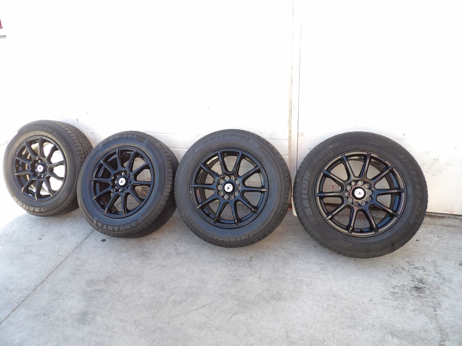 SET OF USED KONIG CONTROL WHEELS 16 INCH 16X7 5X110 5X4.5 AND TIRES 205/65R16
