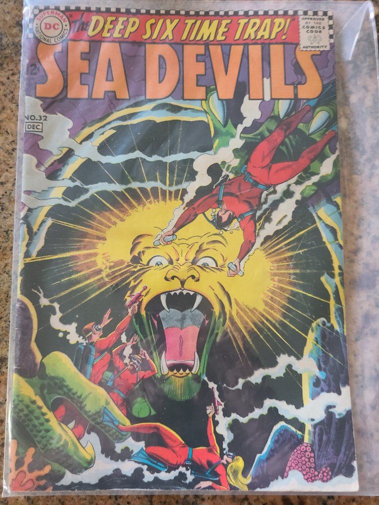 Vintage DC Comics Sea Devils #32 Dec 1966 The Deep Six Time Trap! Silver Age