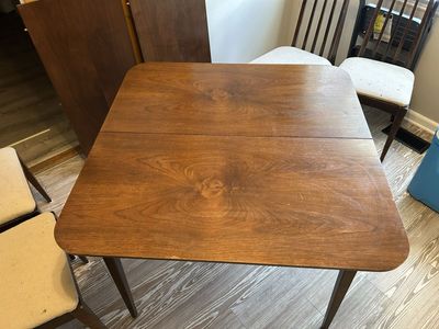 Vintage Mid-Century Modern Drop Leaf Dining Table & 4 Chairs