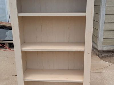 Rustic Farmhouse Wood Bookshelf/Bookcase - 4-Tier, Cream with Brown Top