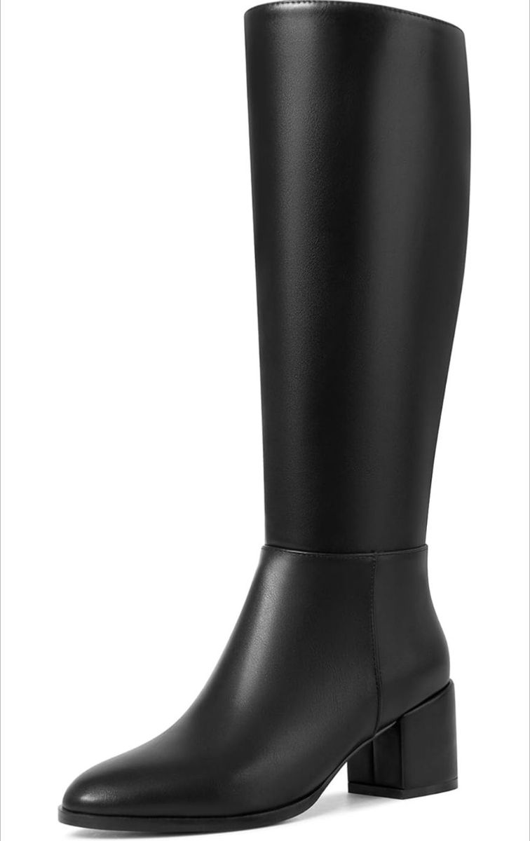 New Full Zip Tall Black Boots, Women's 7