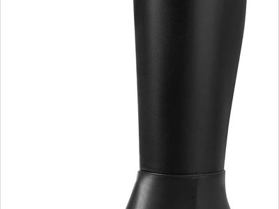 New Full Zip Tall Black Boots, Women's 7