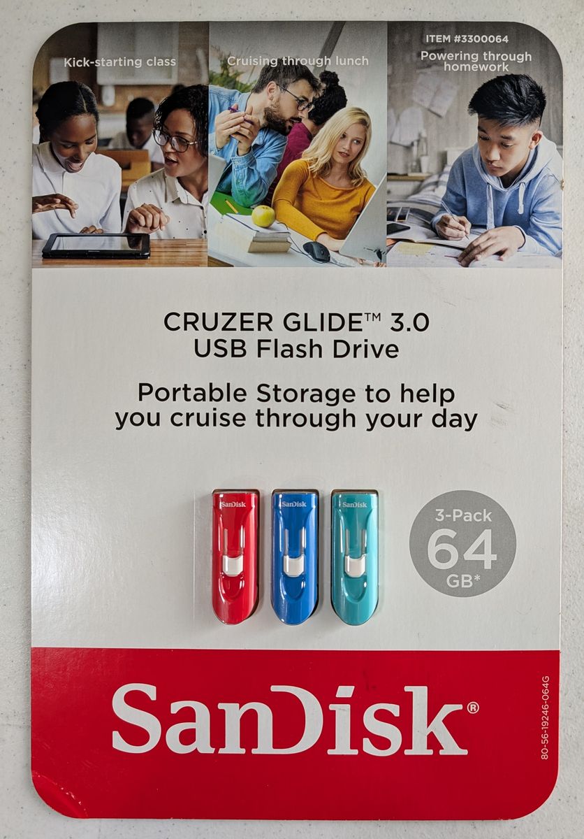 SanDisk Cruzer 3.0 USB 64 GB Flash Drives (3)