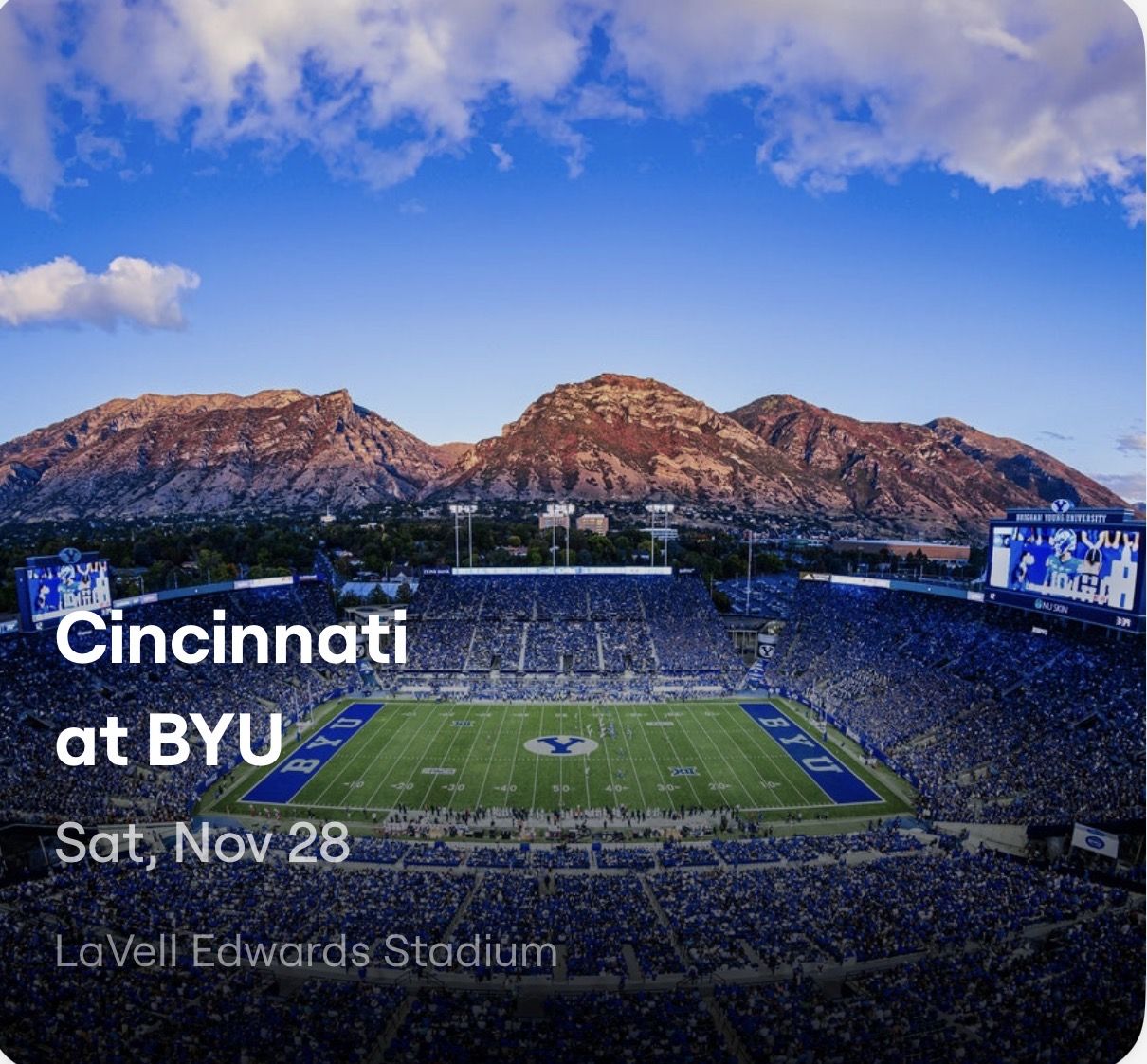 Cincinnati vs BYU Sec 124 row 3 with padded chairs